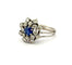 Bague 52 Bague fleur ancienne en or blanc 18 carats, diamants et saphir 58 Facettes 90830/ac12717