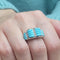 Bague 54 Bague turquoises et diamants en or blanc 18k 58 Facettes S137