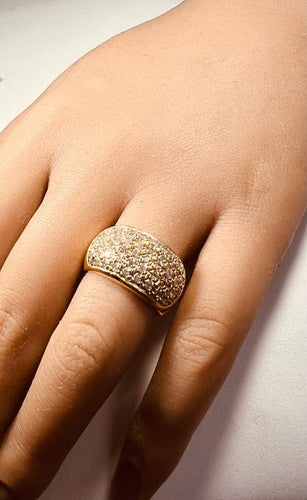 Bague 51 Bague bandeau pavée de diamants en or jaune 18 carats 58 Facettes 280