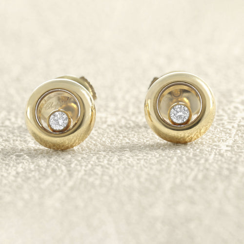 Boucles d'oreilles Chopard Happy Diamonds Icons - Puces d'oreilles en or jaune et diamants 58 Facettes 66300068