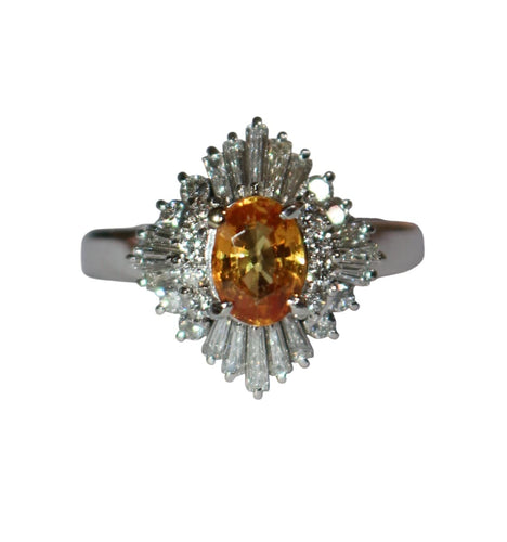 Bague 51 Bague saphir orange et diamants en platine 58 Facettes 608