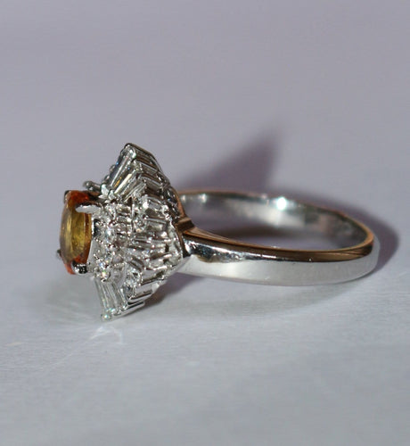 Bague 51 Bague saphir orange et diamants en platine 58 Facettes 608