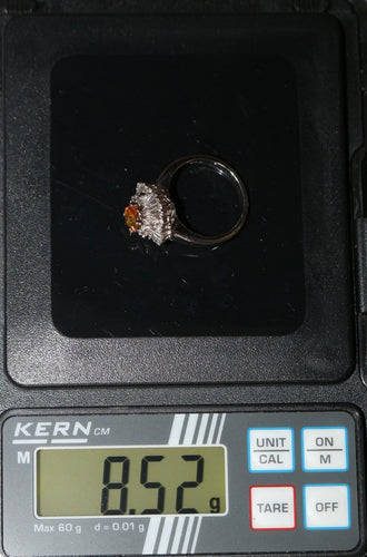 Bague 51 Bague saphir orange et diamants en platine 58 Facettes 608