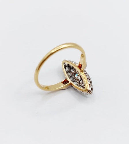 Bague 54.5 Bague marquise ancienne en or 18k et platine, diamants 58 Facettes A06739