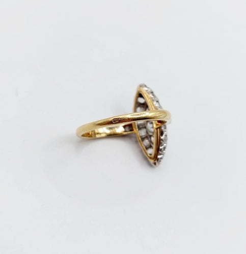 Bague 54.5 Bague marquise ancienne en or 18k et platine, diamants 58 Facettes A06739