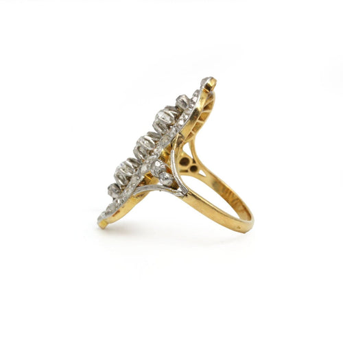 Bague 58 Bague marquise en or jaune, platine et diamants 58 Facettes 260015SP