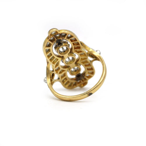 Bague 58 Bague marquise en or jaune, platine et diamants 58 Facettes 260015SP