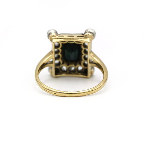 Bague 60 Bague ancienne en or jaune 750 et argent 925, saphir et diamants 58 Facettes 260017SP