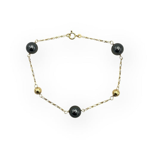Bracelet Bracelet en or jaune 750 et hématites 58 Facettes 149067297