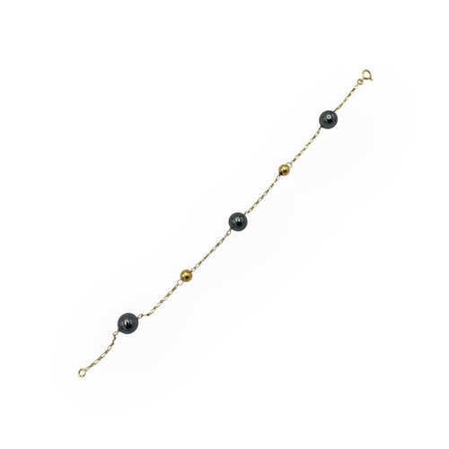 Bracelet Bracelet en or jaune 750 et hématites 58 Facettes 149067297