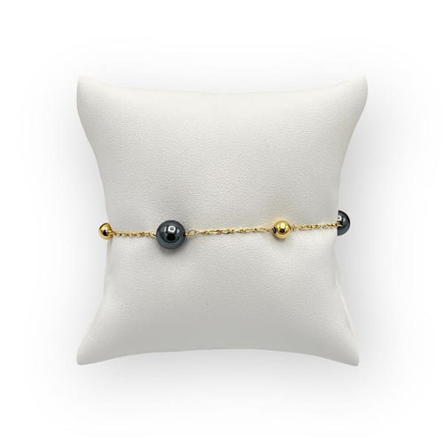 Bracelet Bracelet en or jaune 750 et hématites 58 Facettes 149067297