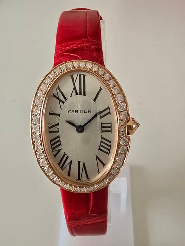 Montre Cartier Baignoire - Montre boîtier XL en or rose sertie de diamants 58 Facettes 1