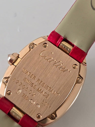 Montre Cartier Baignoire - Montre boîtier XL en or rose sertie de diamants 58 Facettes 1
