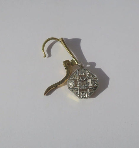 Boucles d'oreilles Boucles d’oreilles dormeuses pendantes Art déco en or jaune, platine et diamants 58 Facettes Boucles d'oreilles