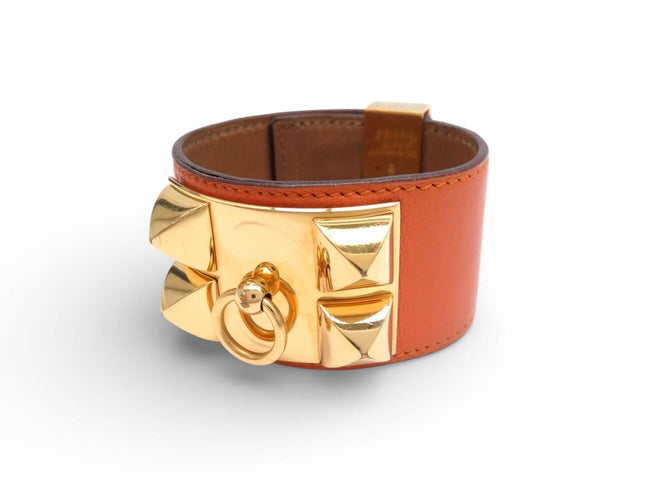 Bracelet vintage bracelet HERMES collier de chien medor cdc en cuir swift orange 58 Facettes 273457