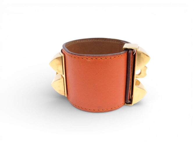 Bracelet vintage bracelet HERMES collier de chien medor cdc en cuir swift orange 58 Facettes 273457