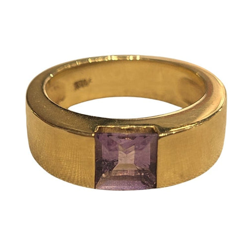 Bague 54 Bague en or jaune 18k avec améthyste 0,91 ct 58 Facettes S124