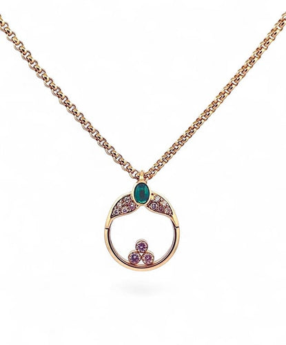 Collier Chopard - Collier chaîne en or jaune 18 carats, émeraude et diamants 58 Facettes Cho
