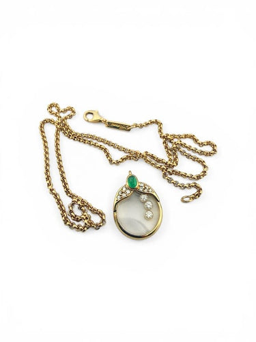 Collier Chopard - Collier chaîne en or jaune 18 carats, émeraude et diamants 58 Facettes Cho