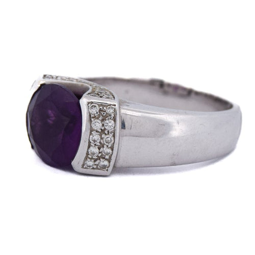 Bague 62 Bague vintage en or blanc 18 ct avec améthyste et diamants 58 Facettes AN132 '(05419)