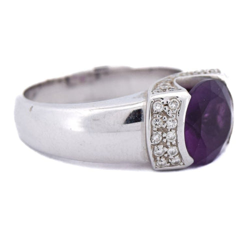 Bague 62 Bague vintage en or blanc 18 ct avec améthyste et diamants 58 Facettes AN132 '(05419)