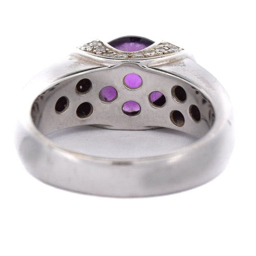 Bague 62 Bague vintage en or blanc 18 ct avec améthyste et diamants 58 Facettes AN132 '(05419)