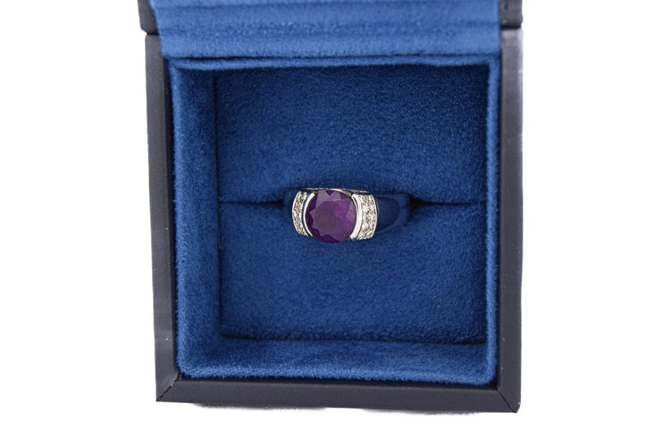 Bague 62 Bague vintage en or blanc 18 ct avec améthyste et diamants 58 Facettes AN132 '(05419)