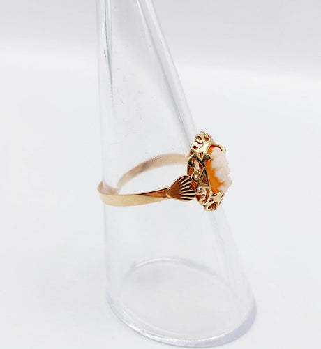 Bague 55.5 Bague vintage en or rose 18k avec camée coquille 58 Facettes A06766