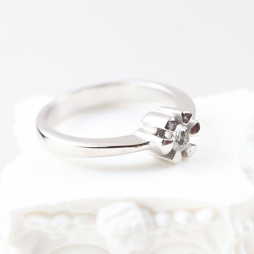 Bague 53 Bague solitaire diamant 0,16 ct en or blanc 18K 58 Facettes 159/24E