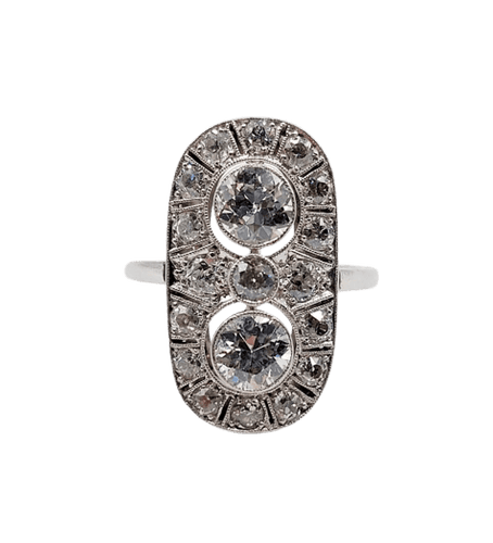 Bague 54 Bague marquise Art déco en platine et diamants (1,90 ct) 58 Facettes A06767