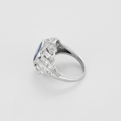 Bague 48 Bague Art déco en platine avec saphir de Ceylan 3,42 ct et diamants 58 Facettes CAN1600X3-1