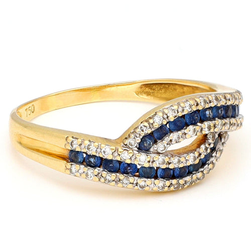 Bague 59.5 Bague croisée en or jaune 18k avec saphirs et diamants 58 Facettes FB610210BE274ACFA68CF8312CF6E9D0