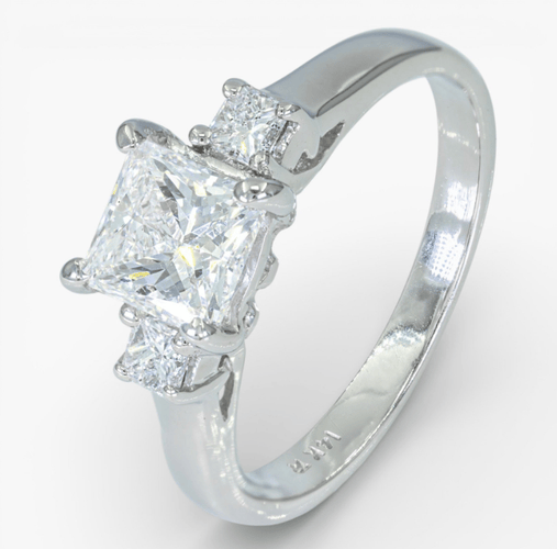 Bague 50 Bague entourage en or blanc 14 ct avec diamants 1,21 ct et certificat HRD 58 Facettes J250000016695