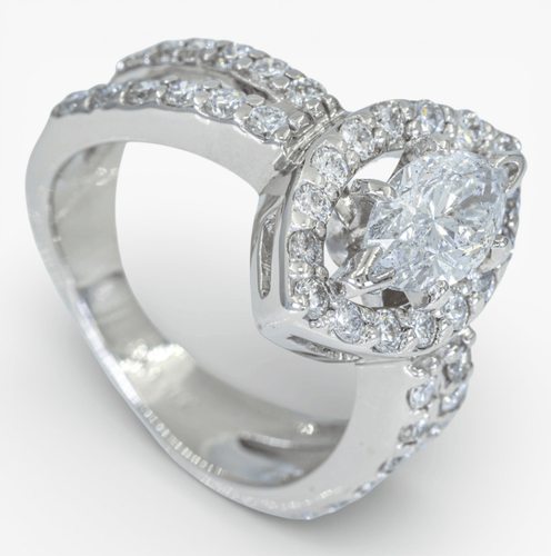 Bague 53 HRD - Bague entourage en or blanc 14 ct et diamants 2,03 ct 58 Facettes J260000016651