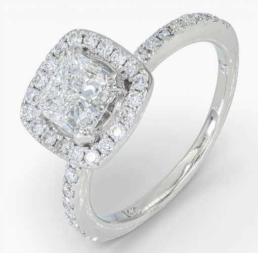 Bague 50 Bague entourage en or blanc 14 ct avec diamants 1,33 ct 58 Facettes IGI 3904104461, GIA 2151800313