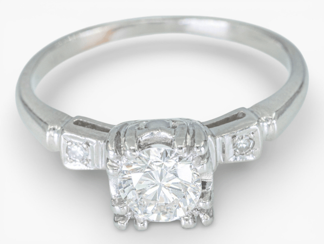 Bague 53 Bague entourage vintage en or blanc 14 ct et diamants 0,58 ct HRD 58 Facettes J250000016695