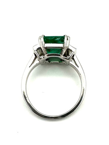Bague 51 Bague en platine 950 avec émeraude colombienne 3,25 ct et diamants 58 Facettes BG EME