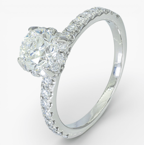 Bague 51 Bague entourage - Or blanc 14 ct et diamants 1,30 ct, HRD 58 Facettes J260000040072