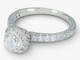 Bague 51 Bague entourage - Or blanc 14 ct et diamants 1,30 ct, HRD 58 Facettes J260000040072