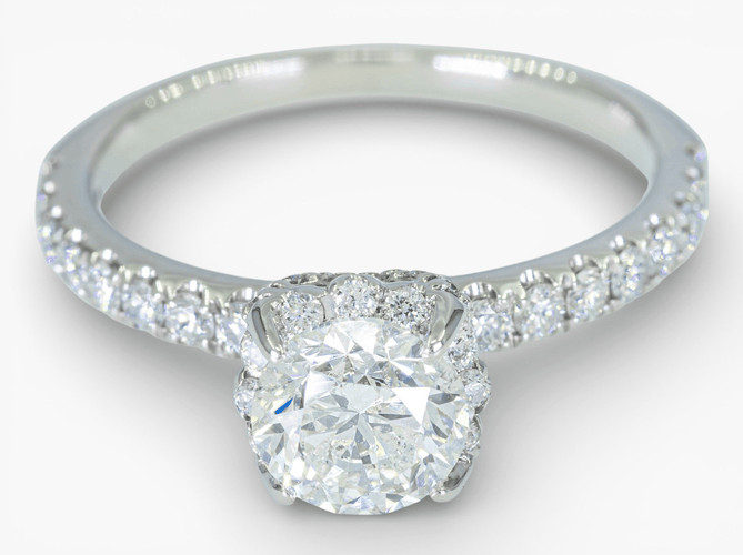 Bague 51 Bague entourage - Or blanc 14 ct et diamants 1,30 ct, HRD 58 Facettes J260000040072