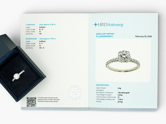 Bague 51 Bague entourage - Or blanc 14 ct et diamants 1,30 ct, HRD 58 Facettes J260000040072