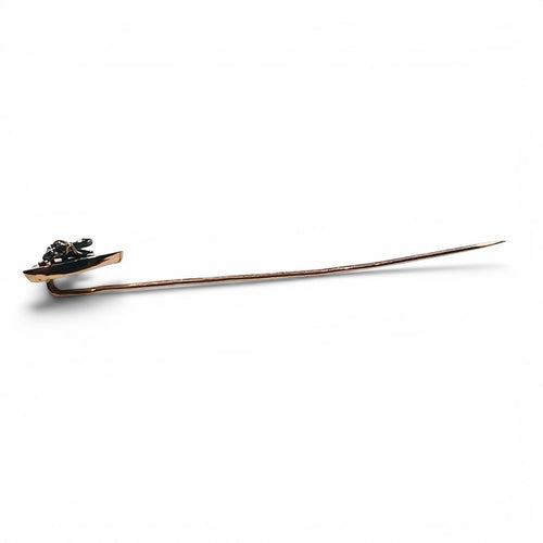 Épingle à cravate fin XIXe siècle mouche en or 18 carats, rubis et diamants 58 Facettes 8102 A