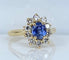 Bague 50 Bague marguerite en or jaune 18 carats avec saphir et diamants 58 Facettes AB682