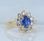 Bague 50 Bague marguerite en or jaune 18 carats avec saphir et diamants 58 Facettes AB682