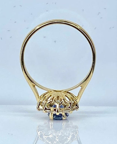 Bague 50 Bague marguerite en or jaune 18 carats avec saphir et diamants 58 Facettes AB682