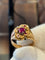 Bague 56.5 Bague en or 18k sertie de rubis, 6,09 g, T56,5 58 Facettes Bague rubis