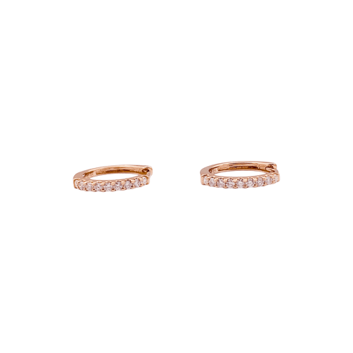 Boucles d'oreilles Paire de petites créoles en or rose, diamants. 58 Facettes 35460