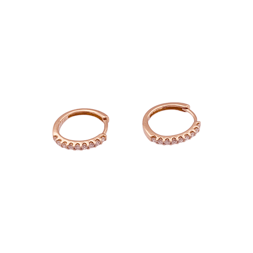 Boucles d'oreilles Paire de petites créoles en or rose, diamants. 58 Facettes 35460