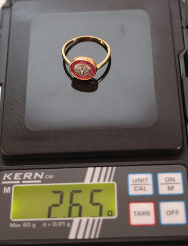 Bague 57.5 Art Déco - Bague ronde en or jaune, rubis et diamants 58 Facettes 539