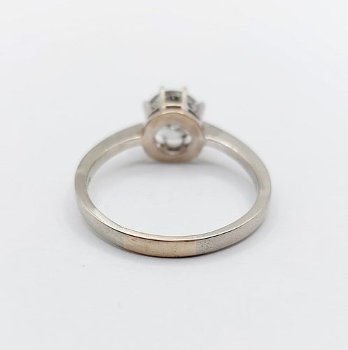 Bague 60 Bague solitaire vintage en or blanc 14k avec diamant 1,35 ct 58 Facettes A06768
